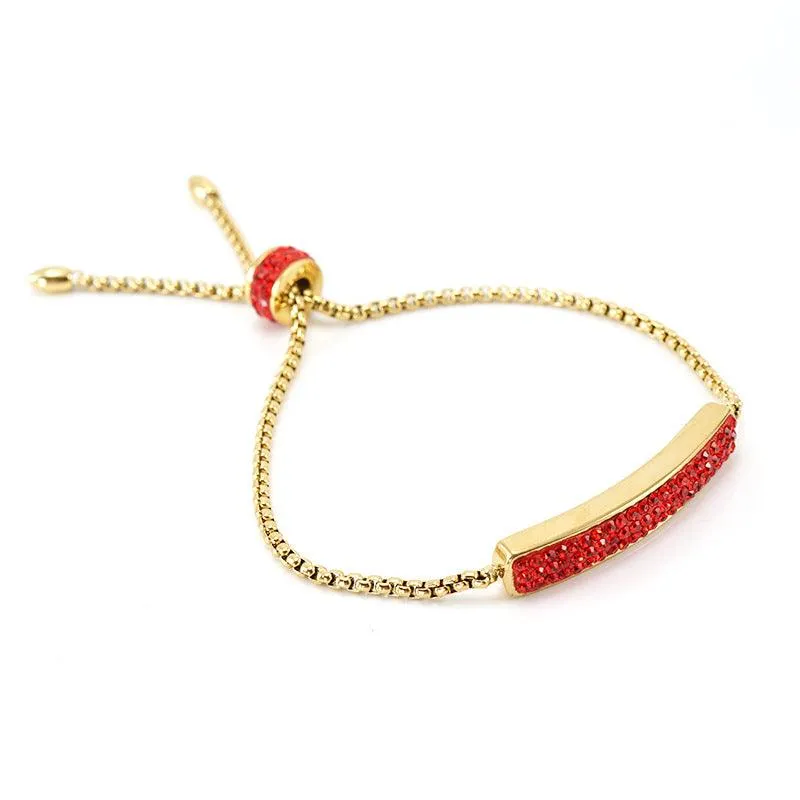 Elegant Gold Bar Bracelet with Cubic Zirconia – Adjustable Fashion Accessory