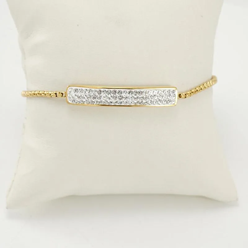 Elegant Gold Bar Bracelet with Cubic Zirconia – Adjustable Fashion Accessory