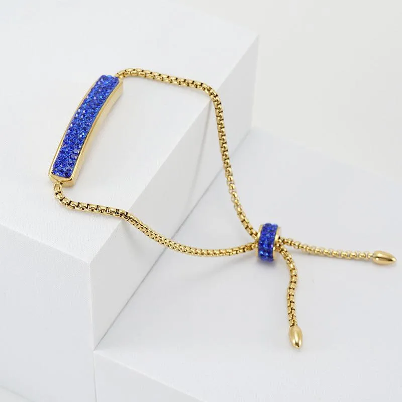 Elegant Gold Bar Bracelet with Cubic Zirconia – Adjustable Fashion Accessory