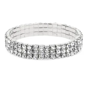 Elsa Rhinestone Bracelet (3 Rows / Silver)