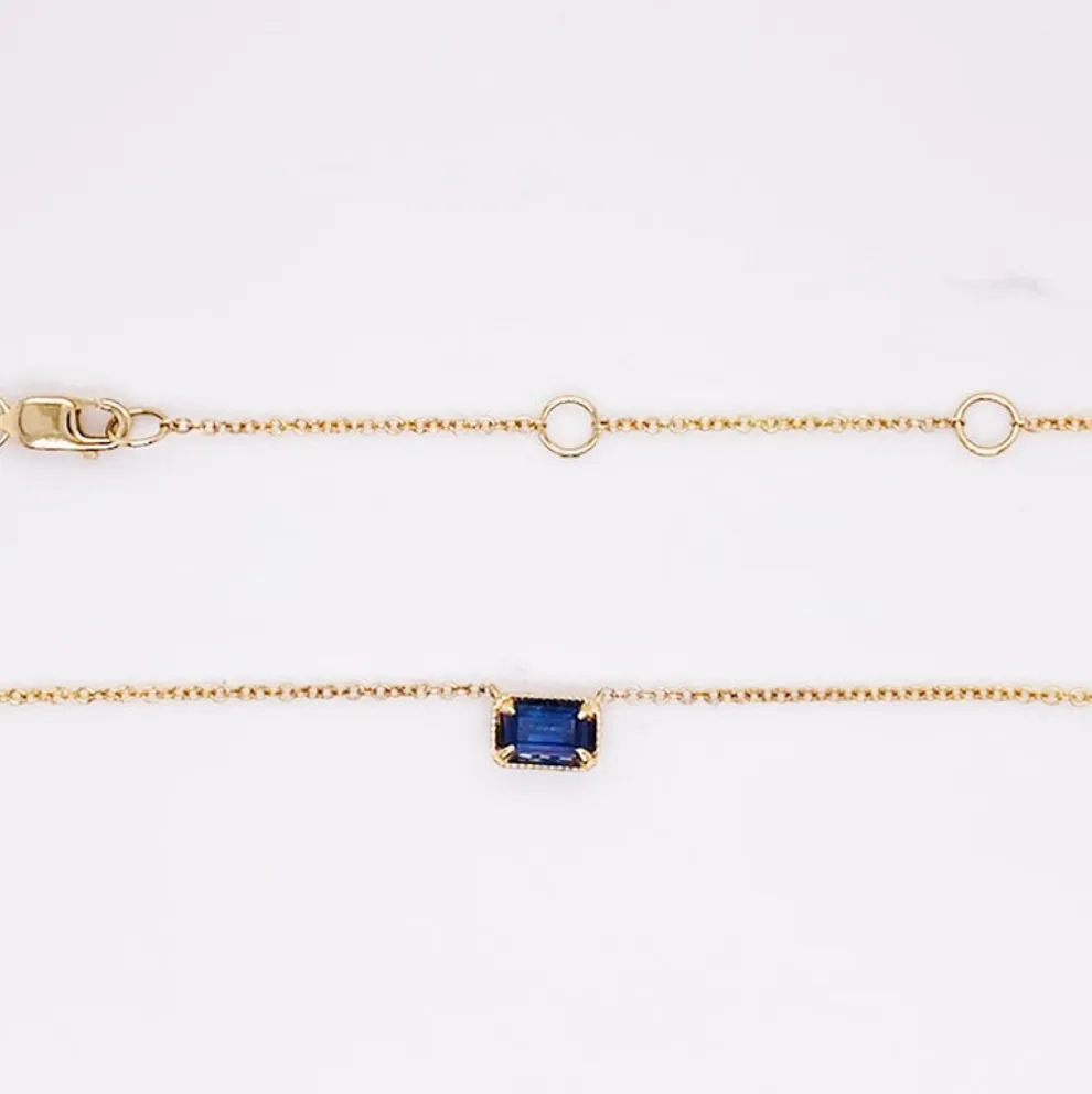 Emerald Cut Sapphire Necklace