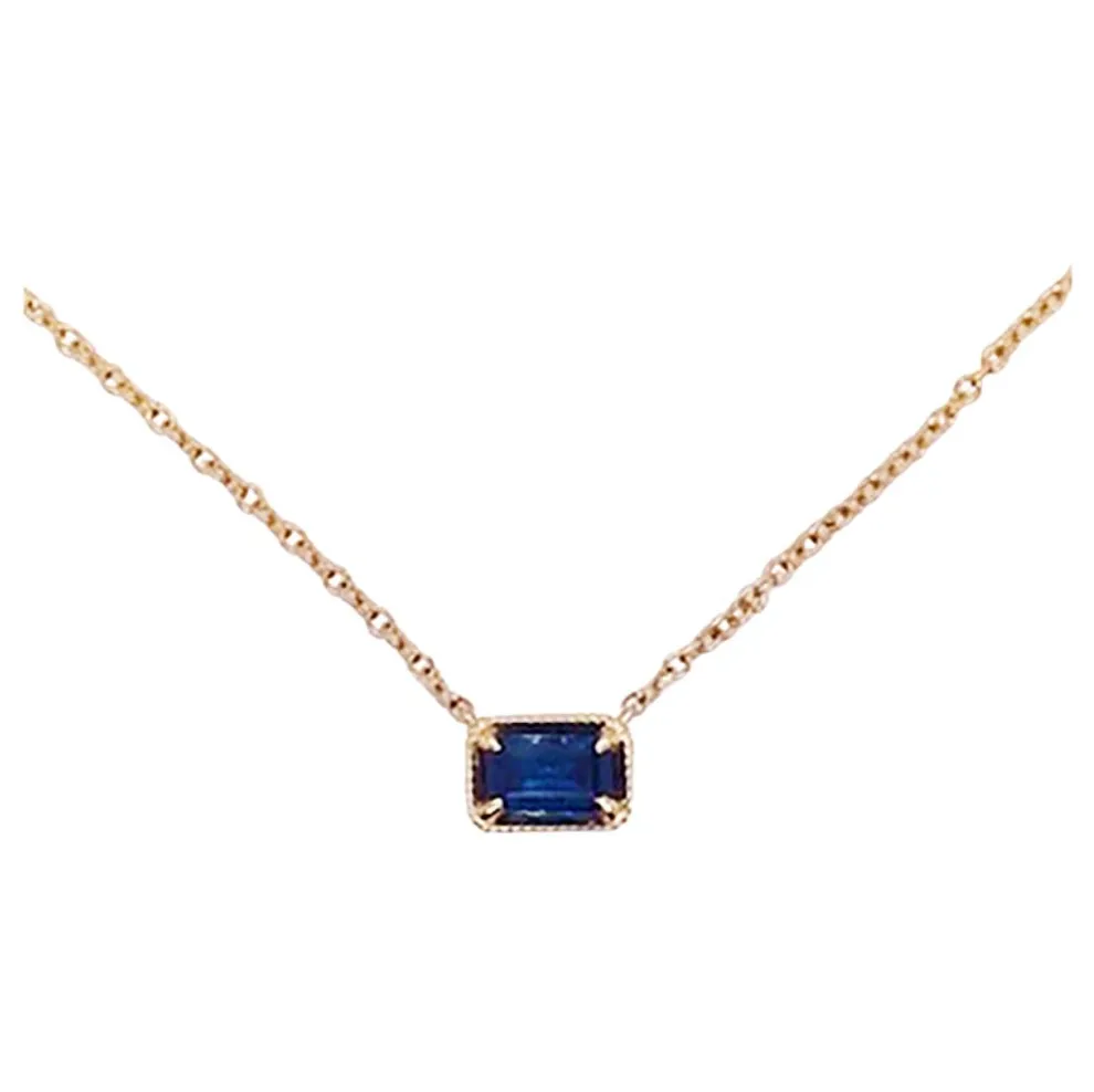 Emerald Cut Sapphire Necklace