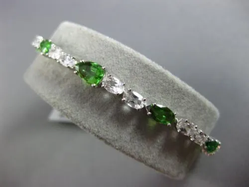 ESTATE 10.19CT PERIDOT & WHITE QUARTZ 18K WHITE GOLD MULTI SHAPE TENNIS BRACELET