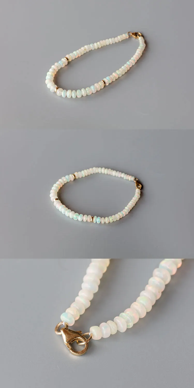 Ethiopian Opal Beaded Bracelet in 14K Yellow Gold