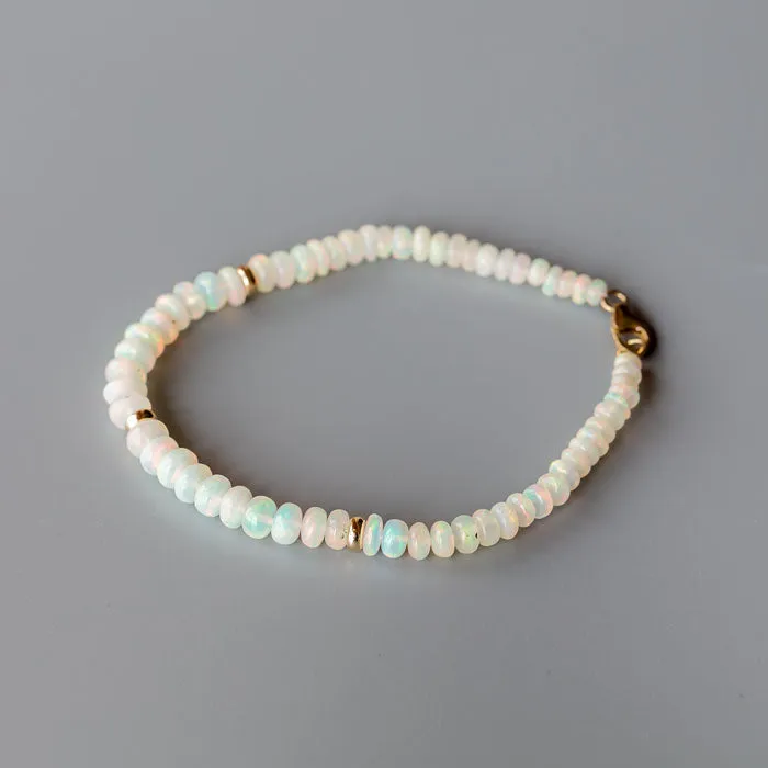 Ethiopian Opal Beaded Bracelet in 14K Yellow Gold