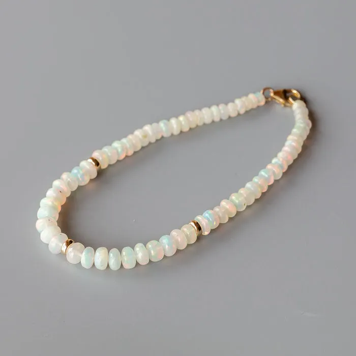 Ethiopian Opal Beaded Bracelet in 14K Yellow Gold