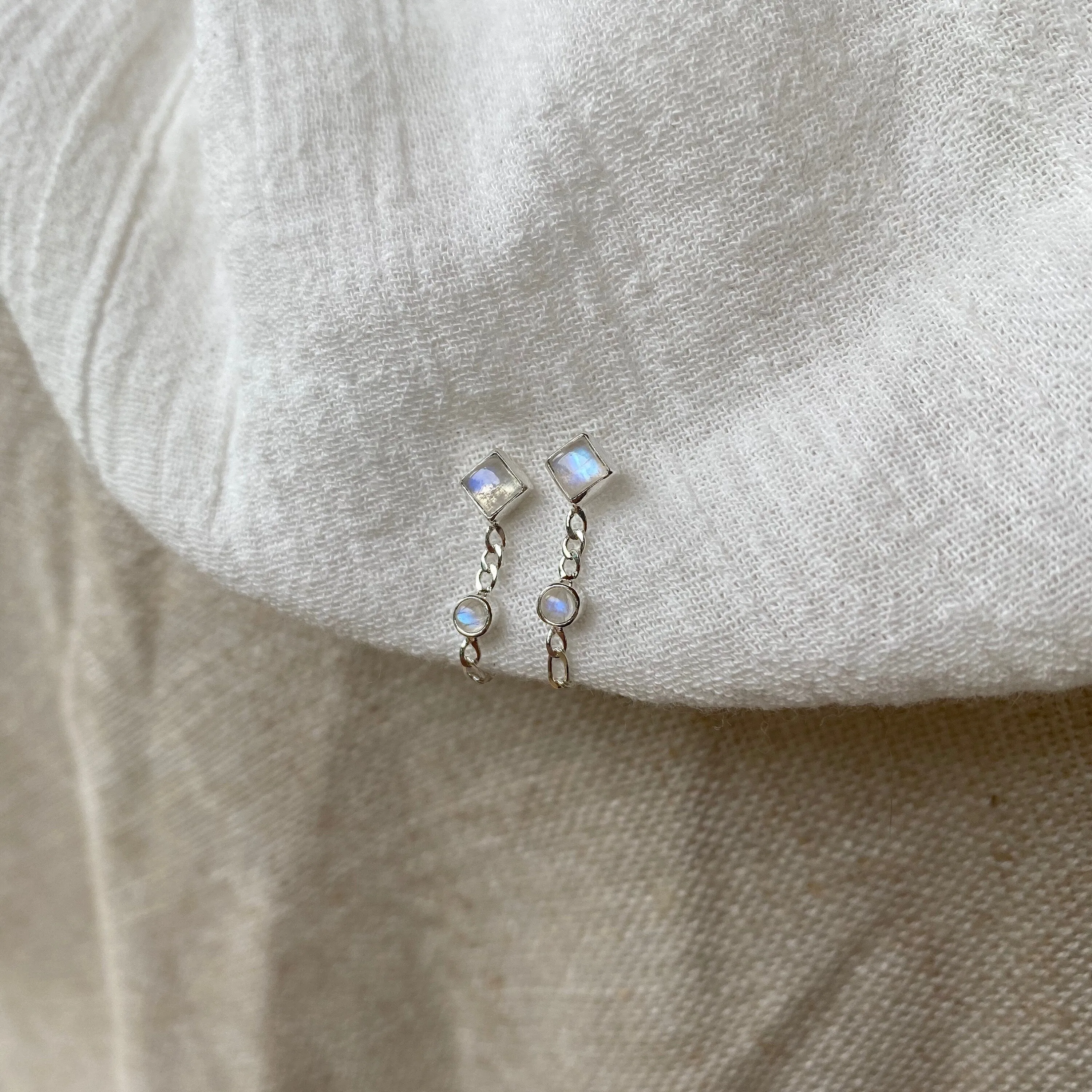 Evie Sterling Silver Rainbow Moonstone Studs