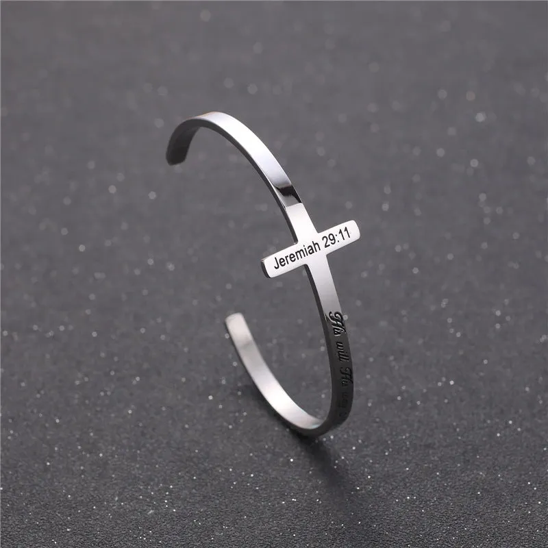 Exclusively For Lettering His Will His Way My Faith Titanium Steel Bracelet Can Be Customized