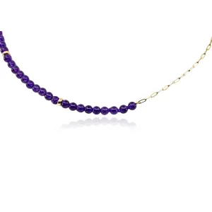 EXCLUSIVELY NINA 14K YELLOW GOLD AMETHYST BEAD NECKLACE