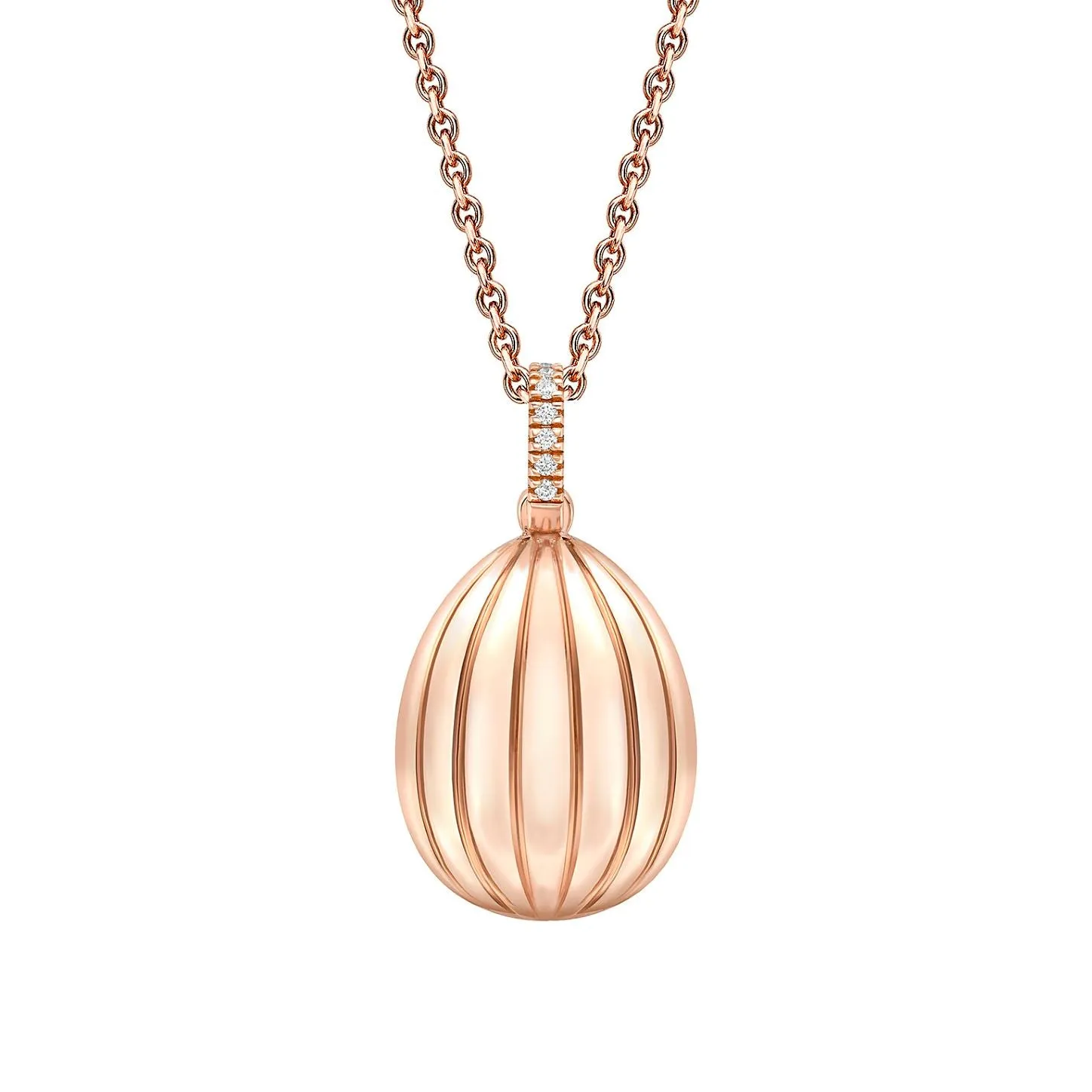 Fabergé Colours of Love Rose Gold Diamond and Ruby ‘180’ Egg Pendant