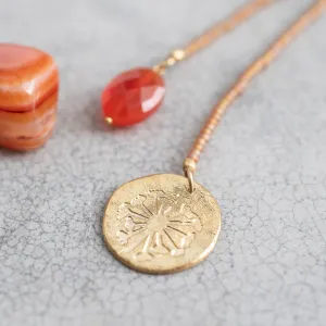 Fairy Carnelian Dandelion Gold Necklace - A Beautiful Story