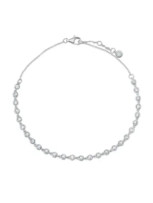 Fancy Bezel Anklet in Platinum