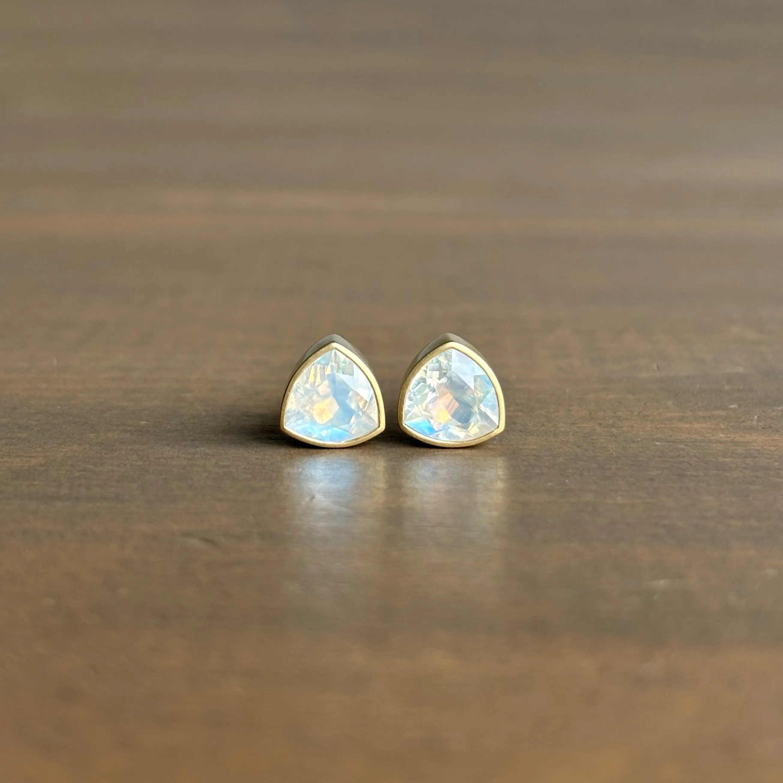 Fine Trilliant Moonstone Stud Earrings