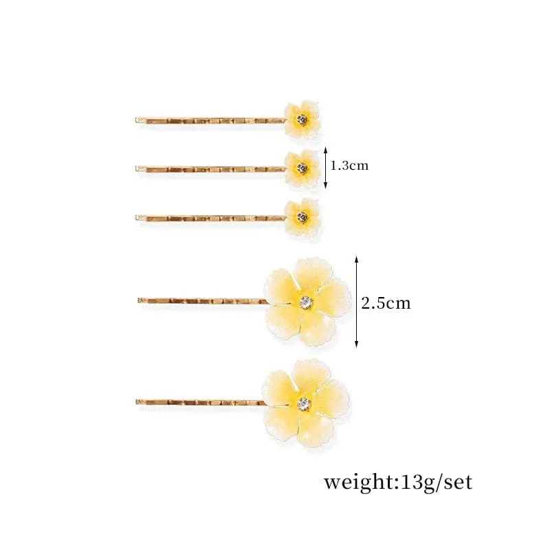 Five Petals Flower Hairpin Set