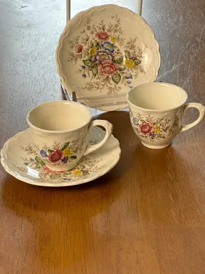 Floral Crown Ducal Ware Demitasse Cup and Saucer Set of two