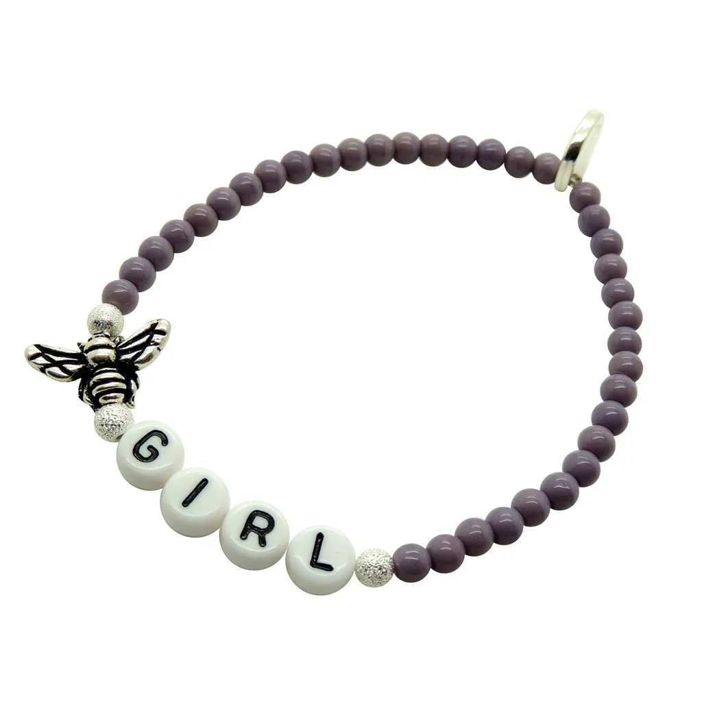 Fly Girl Alphabet Charm Glass Bead Bracelet