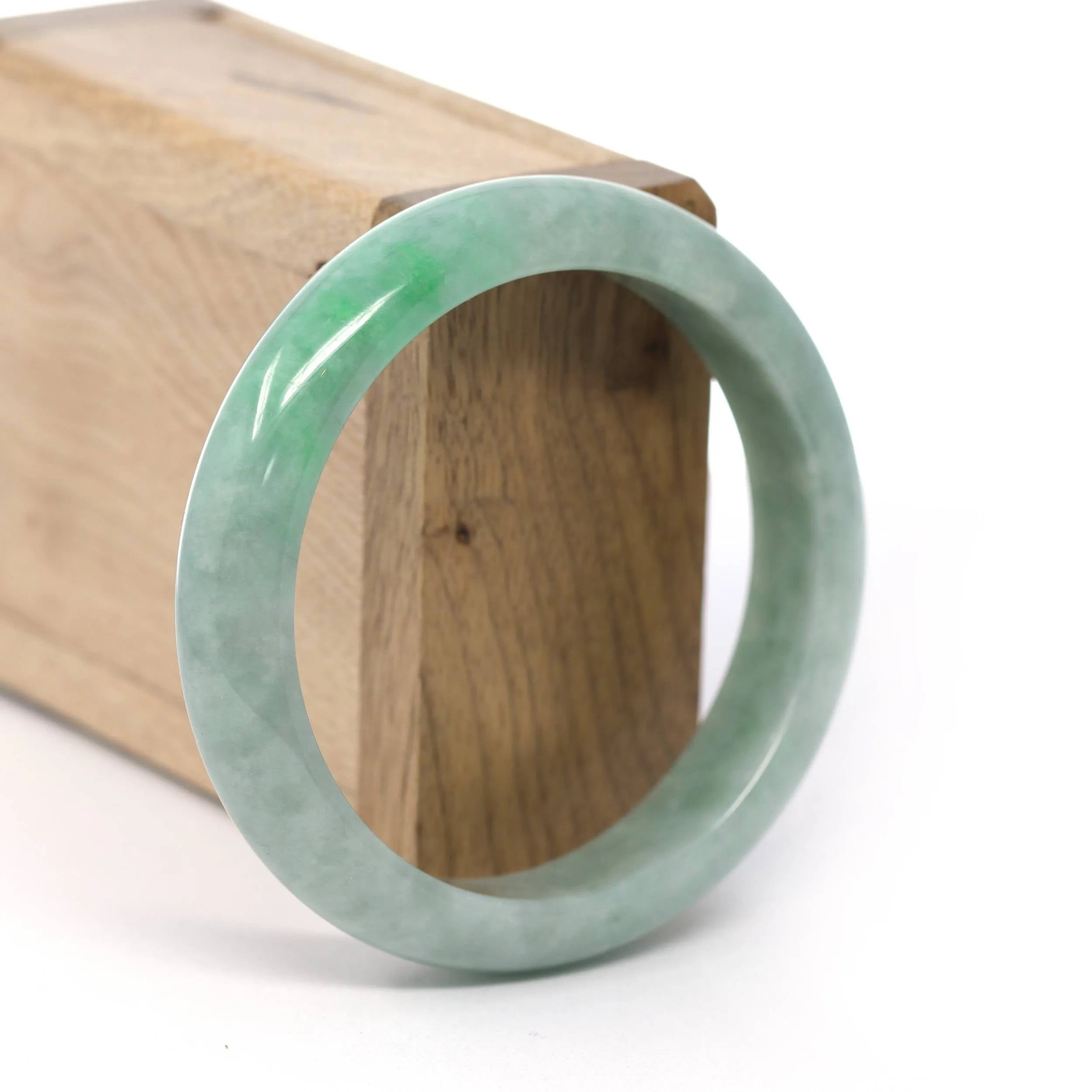 Genuine Burmese Forest Green Jadeite Jade Bangle Bracelet (58.26 mm) #261