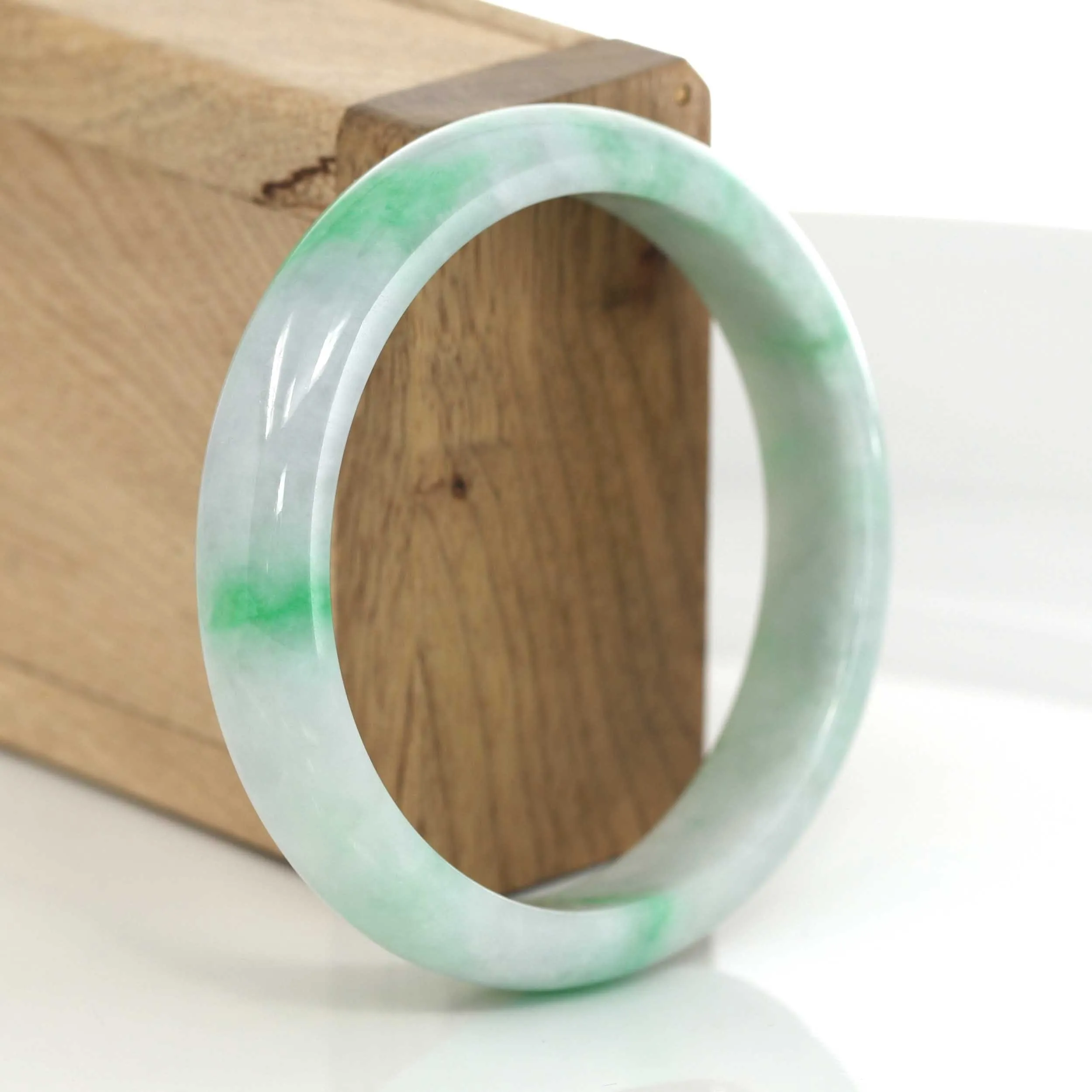 Genuine Burmese Lavender & Green Jadeite Jade Bangle Bracelet (57 mm) #638