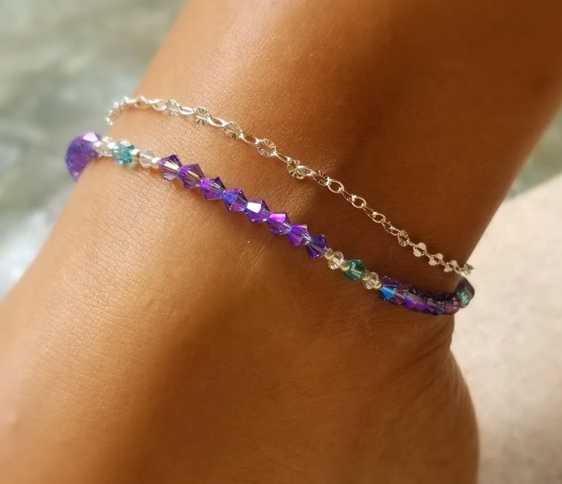 Glitter Sun Anklet (Sterling Silver)