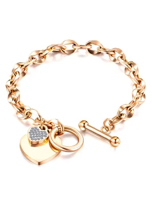 Gold Heart Rhinestone Vintage Bracelet