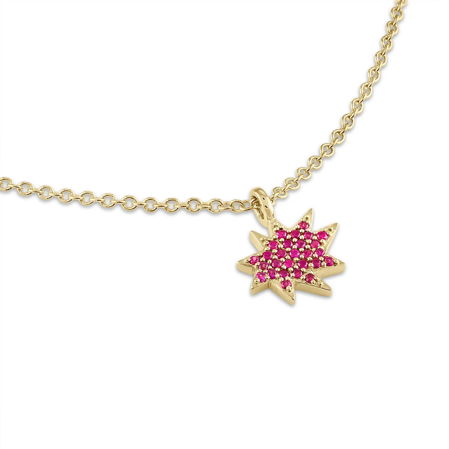 Gold Mini KAPOW! Necklace with Pavé Rubies