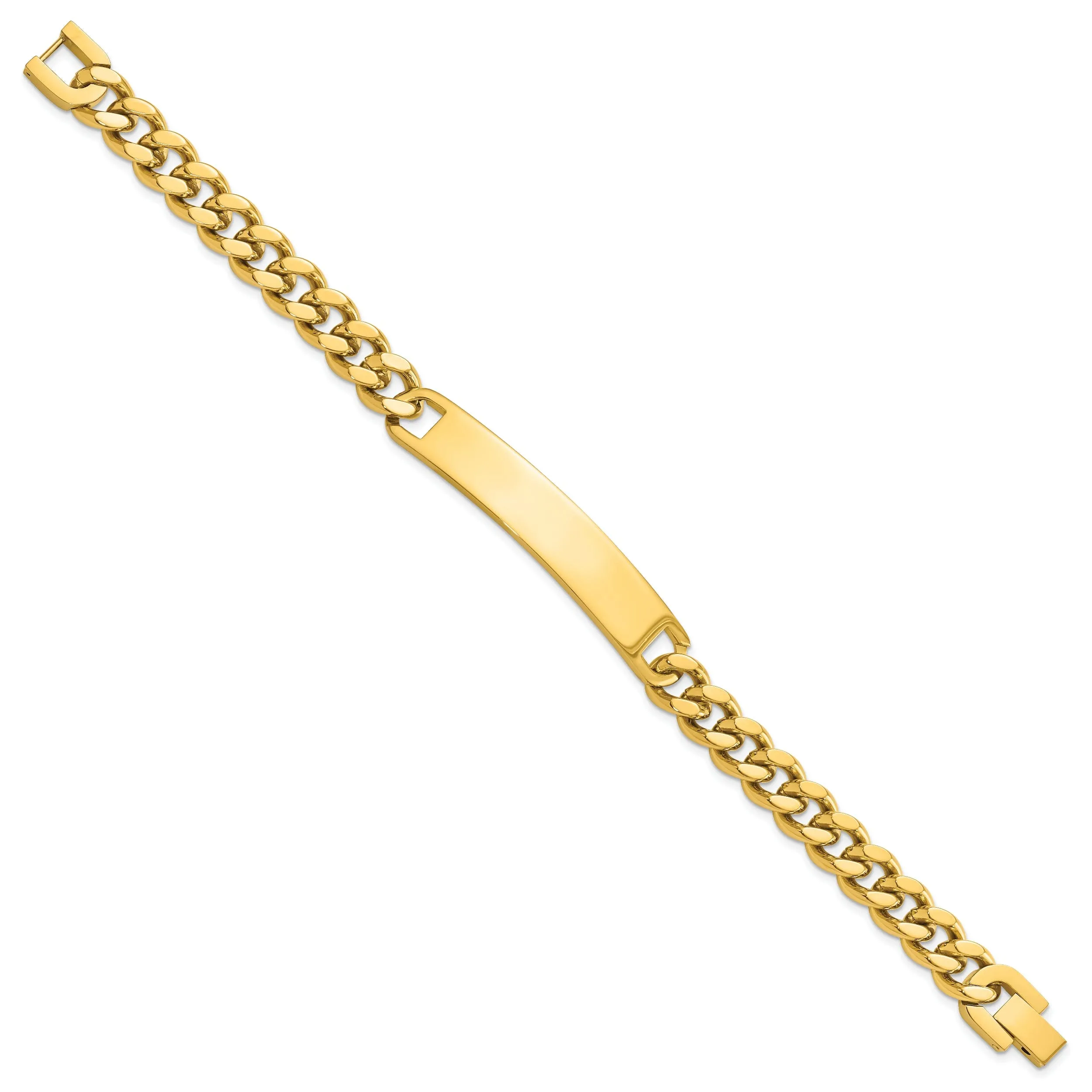 Gold Plated Large Polished ID Bracelet 8.25-inch