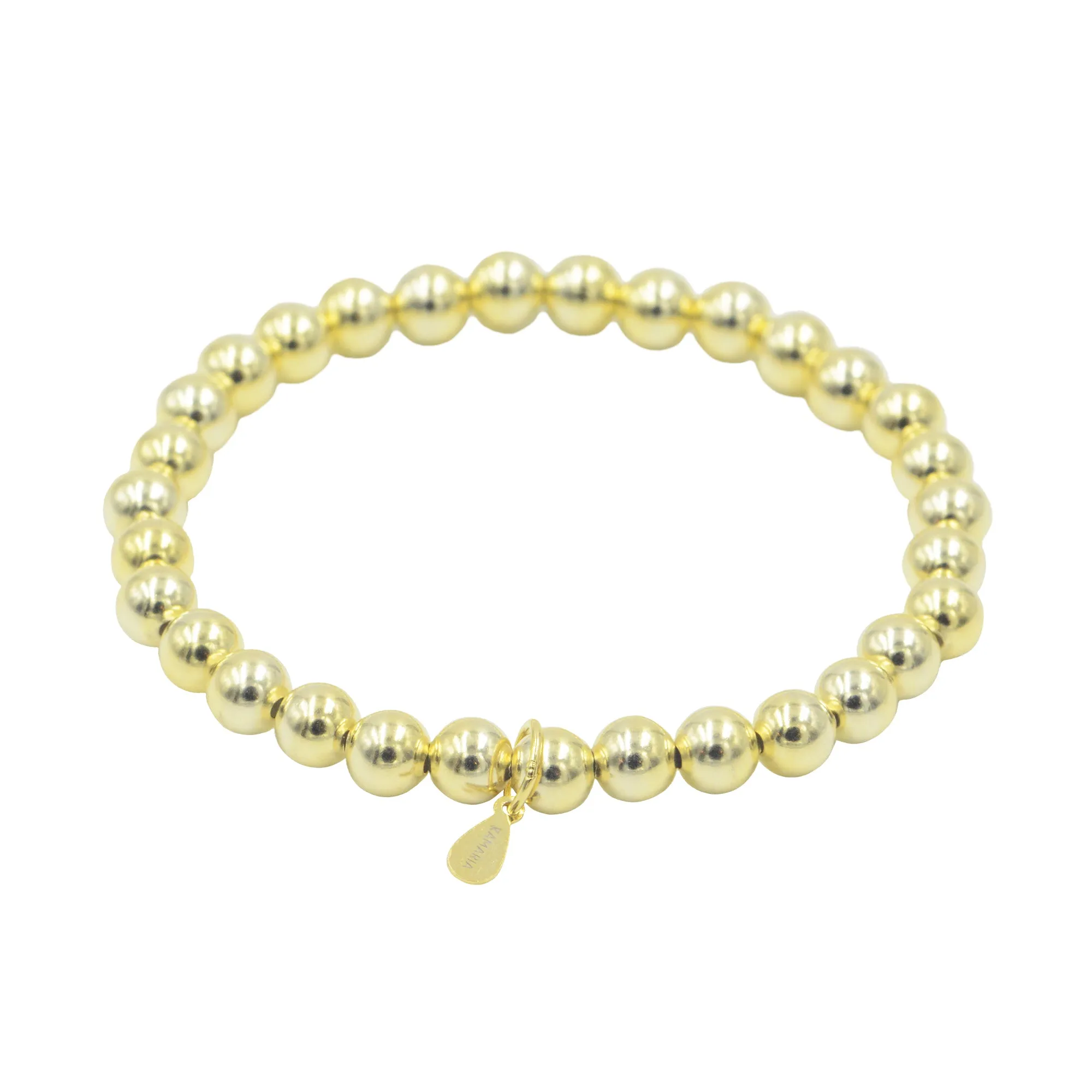 Gold-Plated Silver Beaded Bracelet 6mm