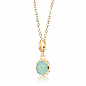 Gold Plated Turquoise Eye Resin Capture Necklace