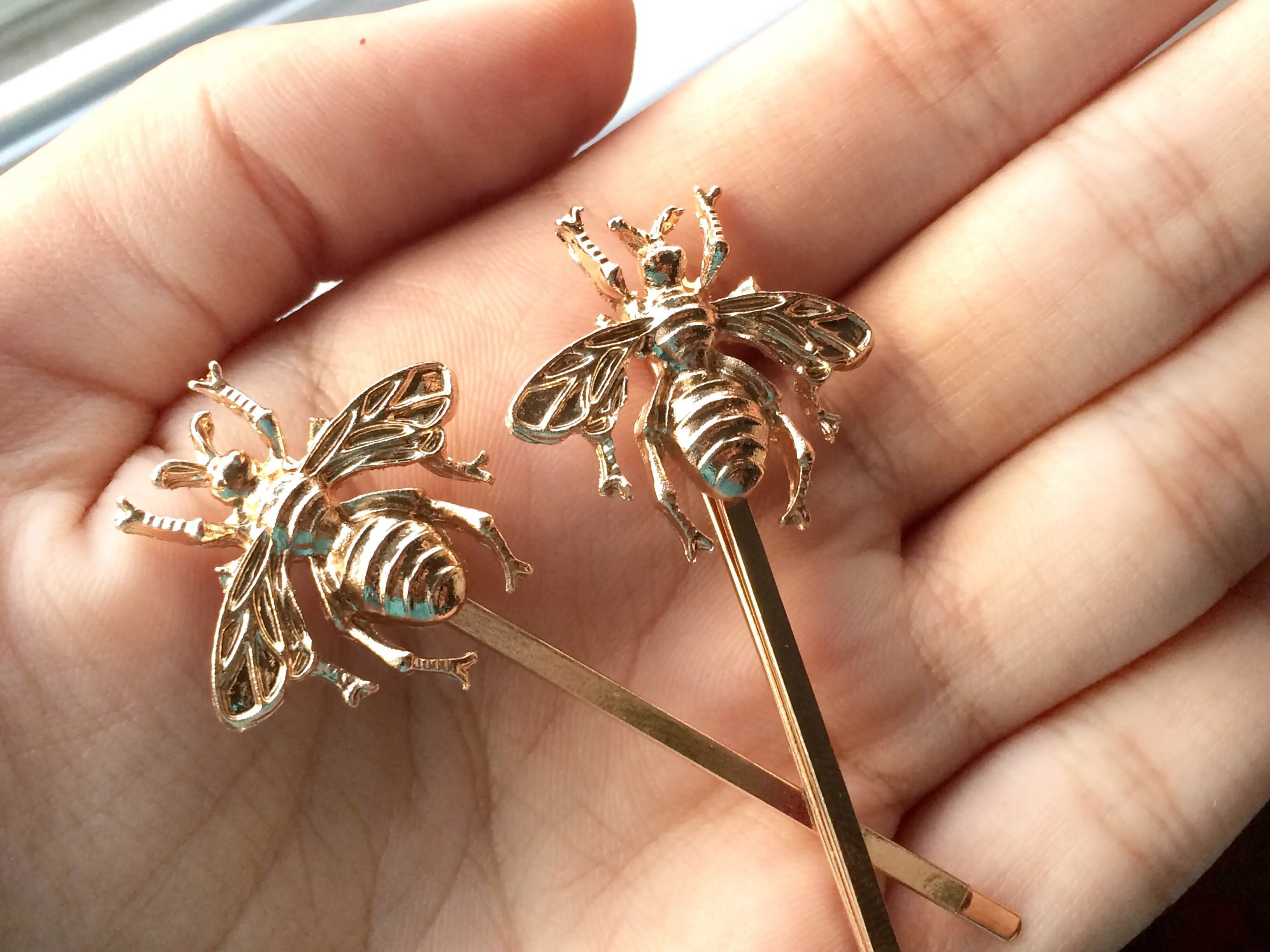 Golden Honey Bee Hair Pin Set (2 piece)