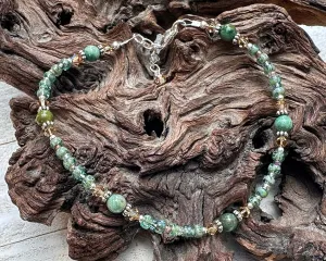 Green Jade Gemstone Beaded Anklet