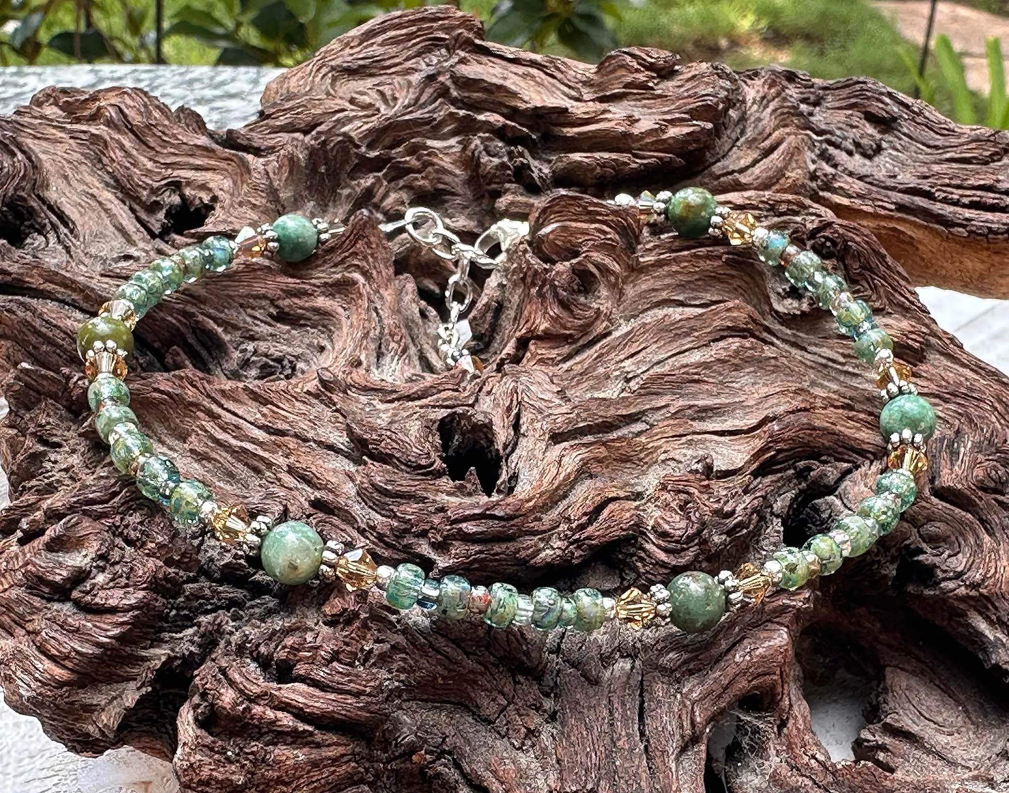 Green Jade Gemstone Beaded Anklet