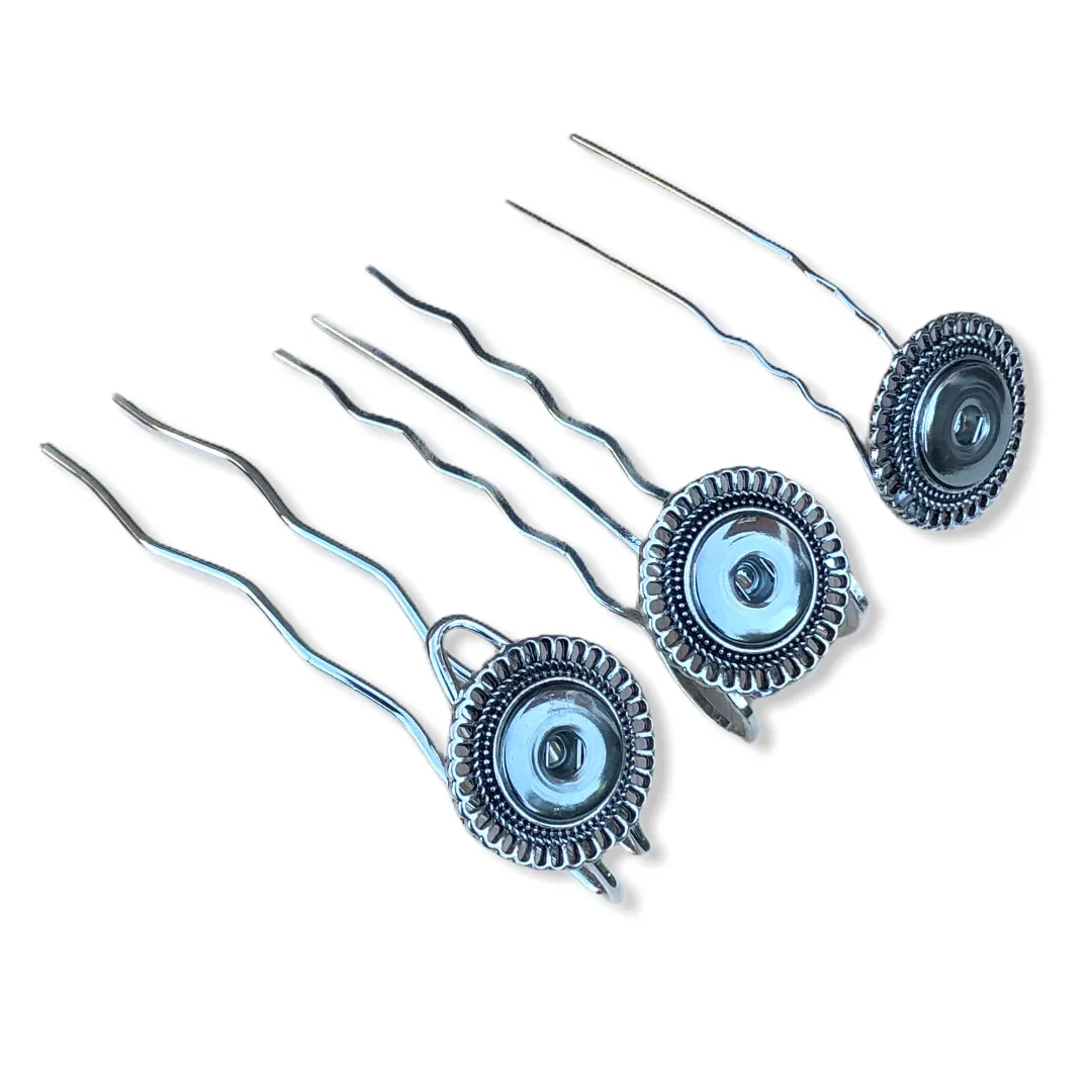 Hairfork Round - Hairaccessories - hairpin incl. 3 gratis buttons naar keuze