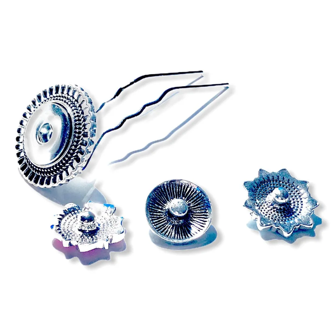 Hairfork Round - Hairaccessories - hairpin incl. 3 gratis buttons naar keuze