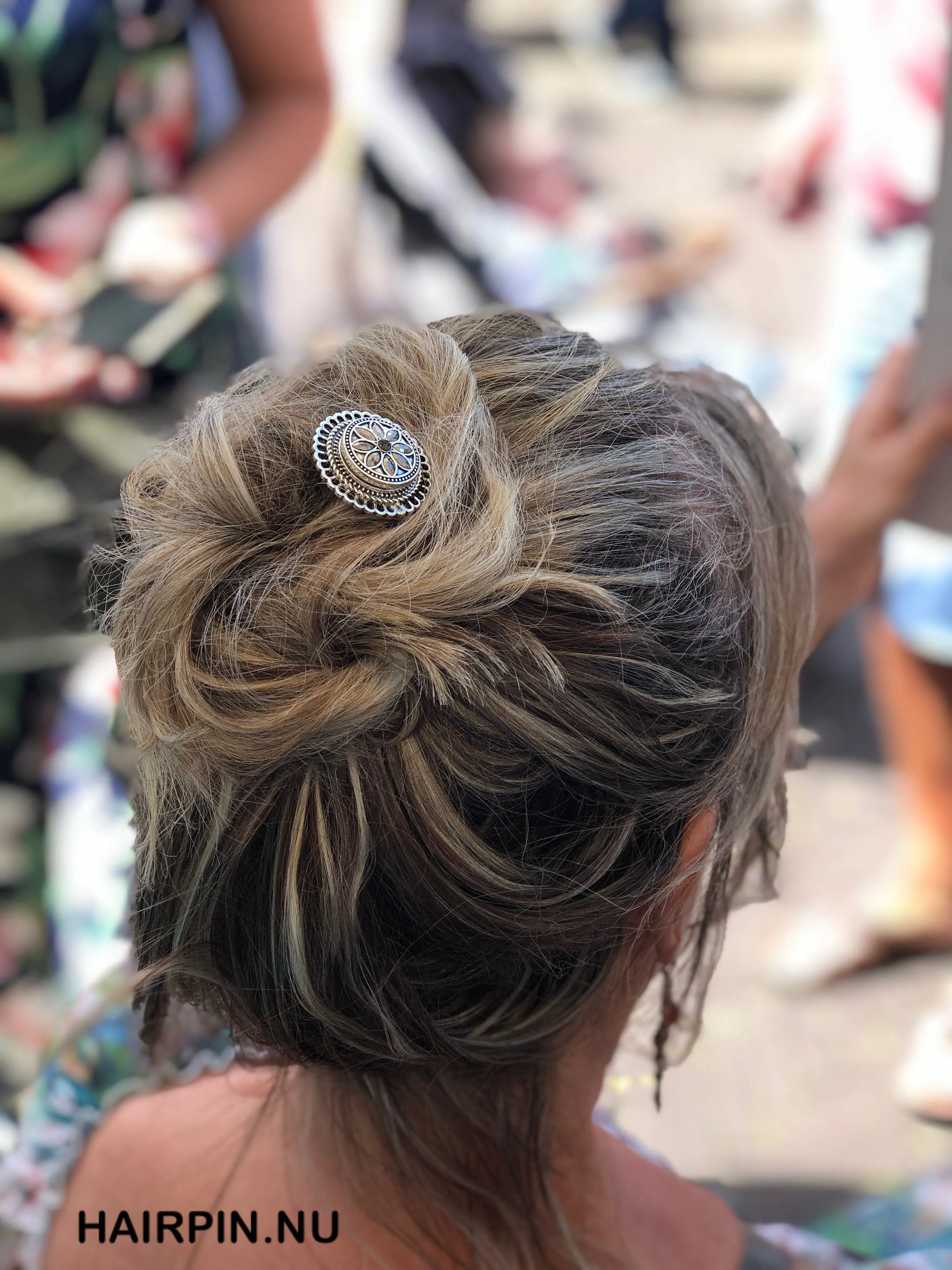 Hairpin Round- HAIRACCESSOIRE - haarpin incl. 3 gratis clickbuttons naar keuze