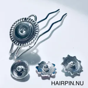 Hairpin Round- HAIRACCESSOIRE - haarpin incl. 3 gratis clickbuttons naar keuze