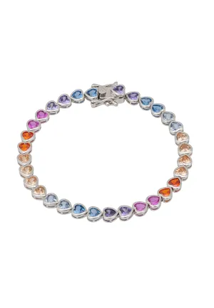 Heart Garland Tennis Bracelet Multicoloured Silver