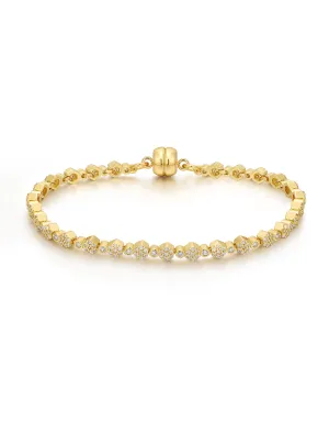 Hex Pave Disc Bracelet- Gold