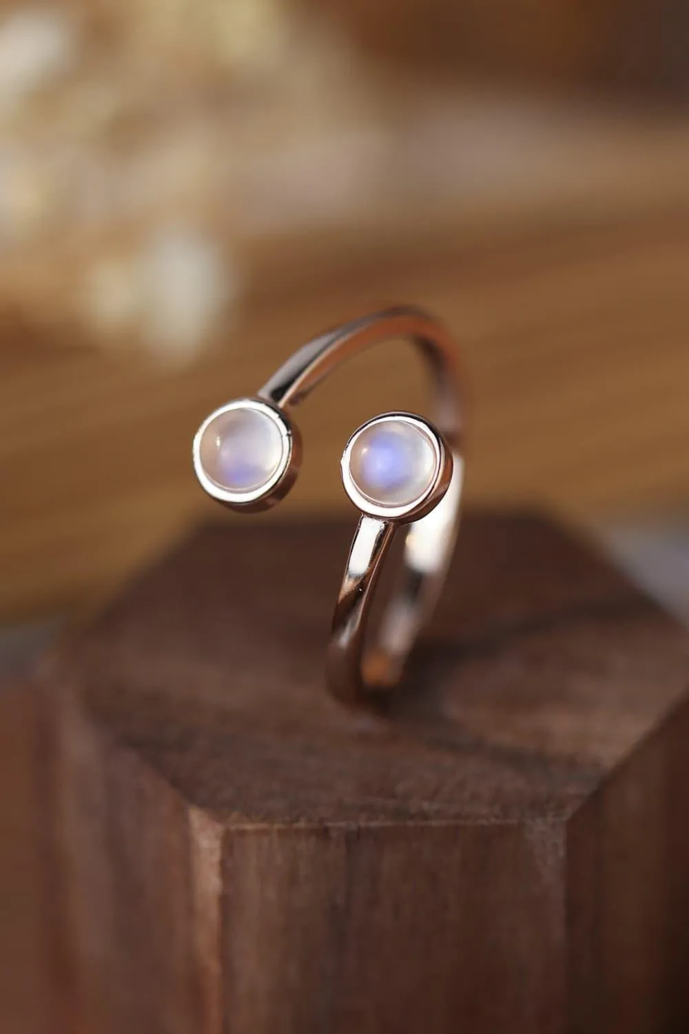 High Quality Natural Moonstone 925 Sterling Silver Toi Et Moi Ring