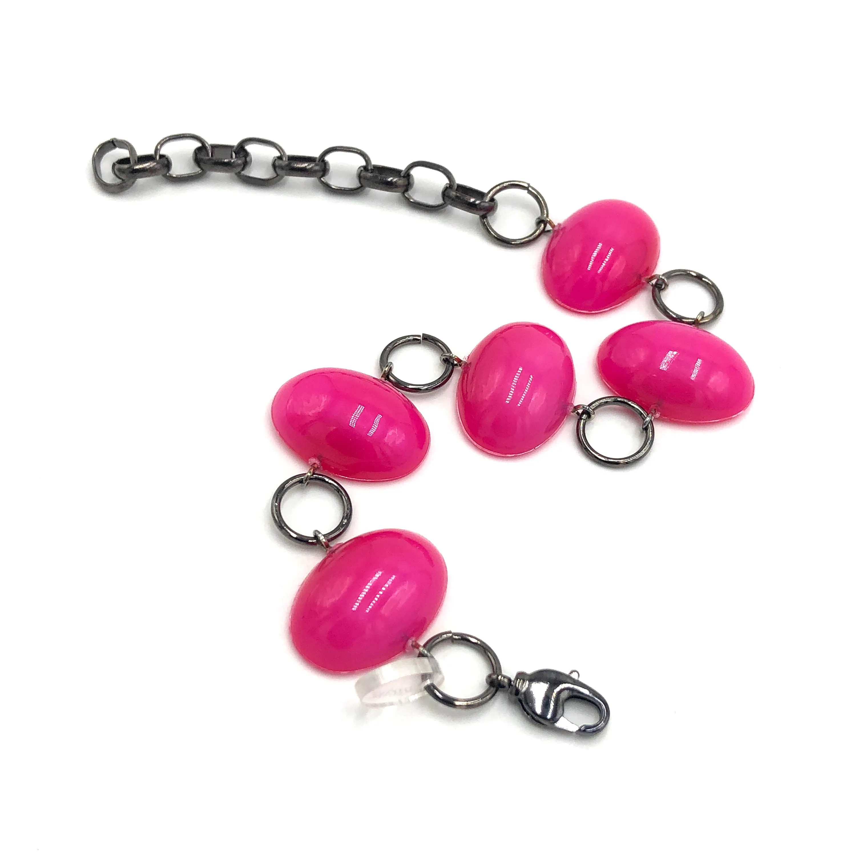 Hot Pink Jelly Bean Stations Bracelet