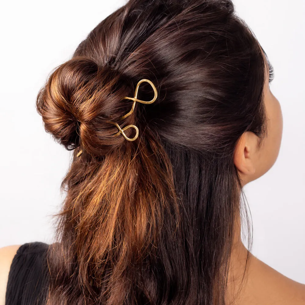 Hourglass Hair Pin in Bronze - Small