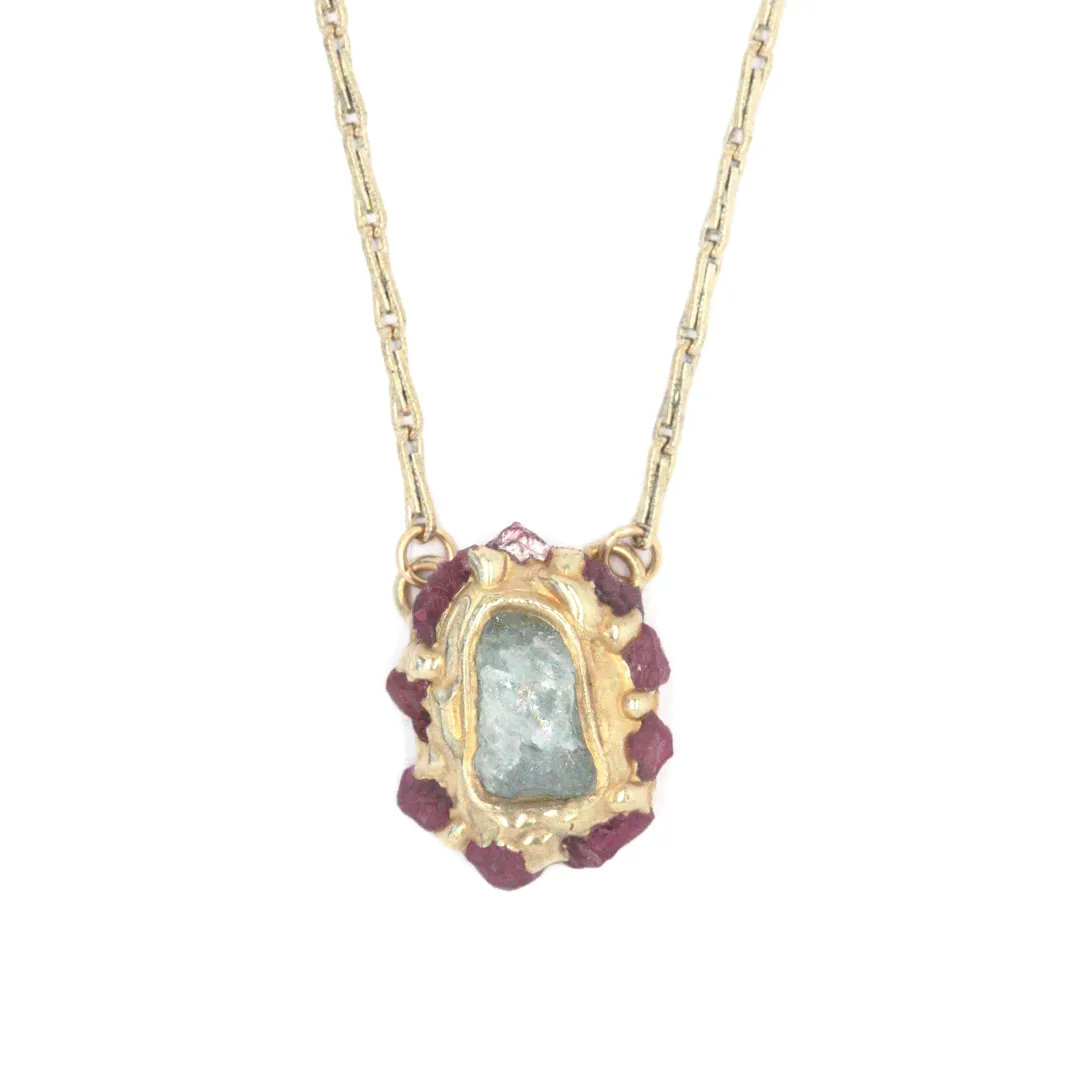 Hydra Solo Pendant Necklace (Aquamarine, Ruby)