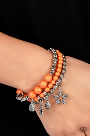 Individual Inflorescence - Orange Layered Bracelet - Paparazzi Accessories