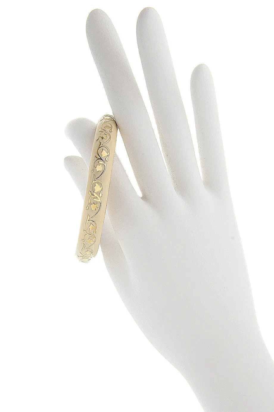 ISHARYA FLORENTINE Cream Enamel Bangle Bracelet