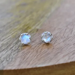 Leafy -  Moonstone Studs