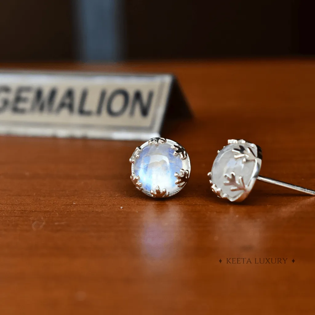 Leafy -  Moonstone Studs