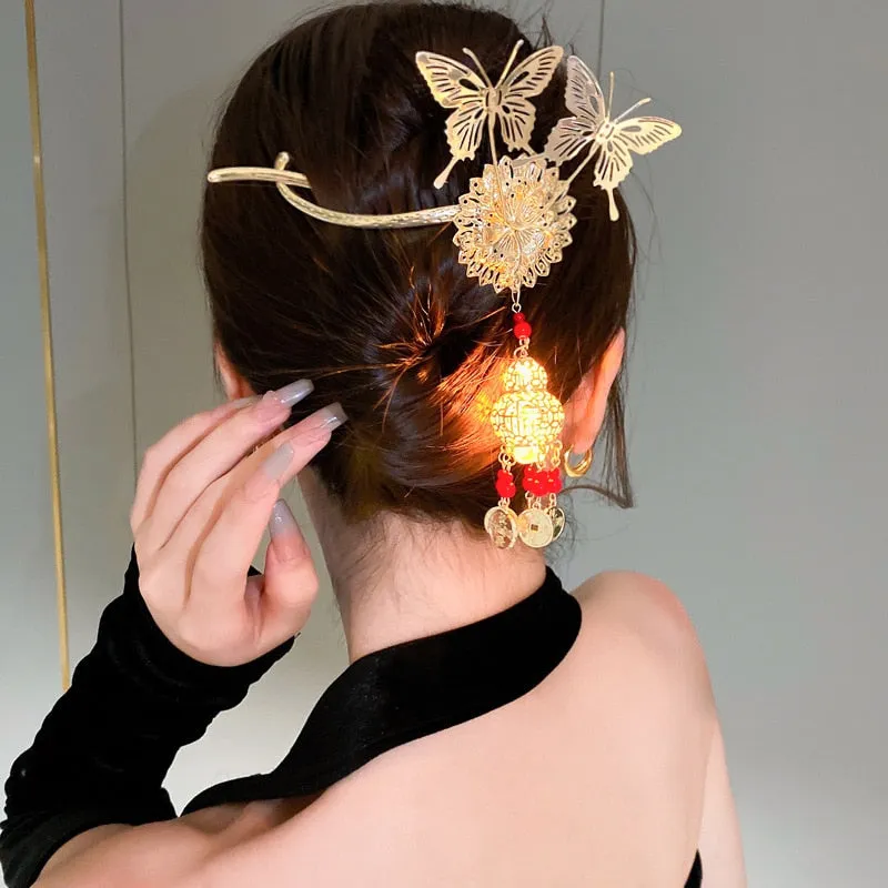 Luminous Stylish Butterfly Lantern Hairpin