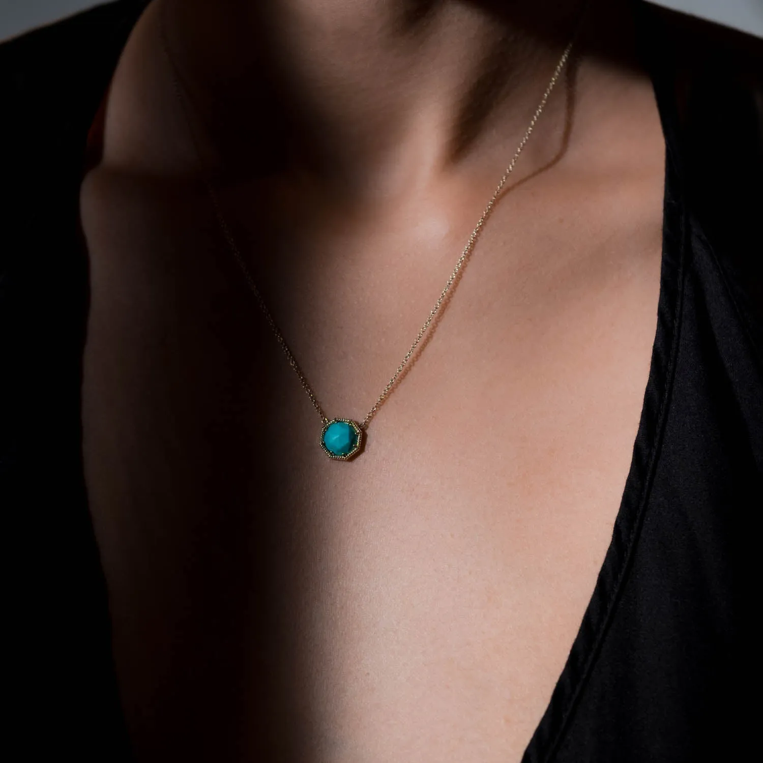 Maman Crown Bezel Turquoise Necklace