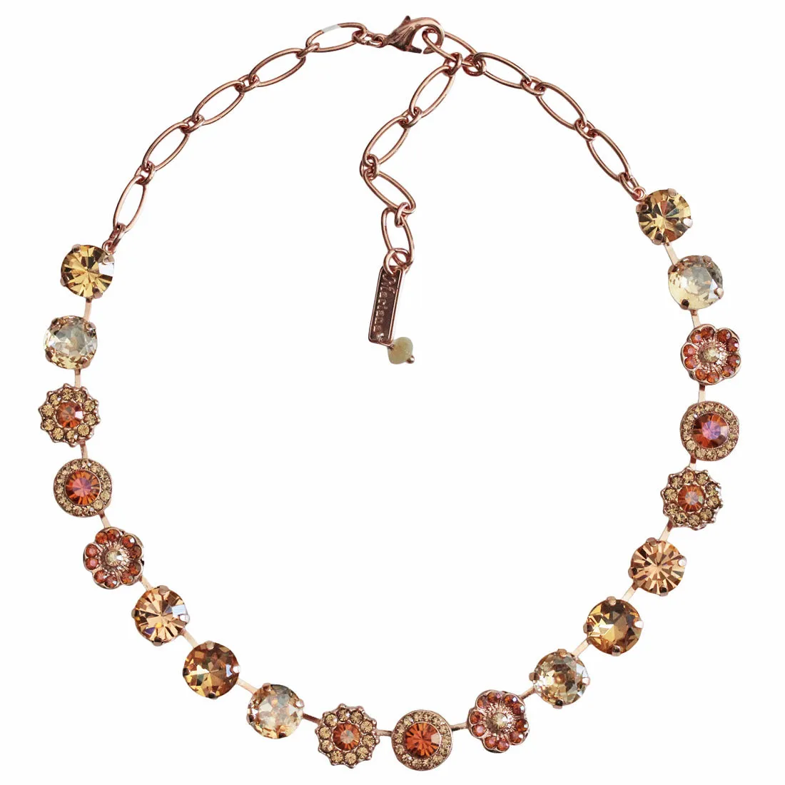 Mariana "Caramel" Rose Gold Plated Lovable Rosette Crystal Necklace, 3084 137rg