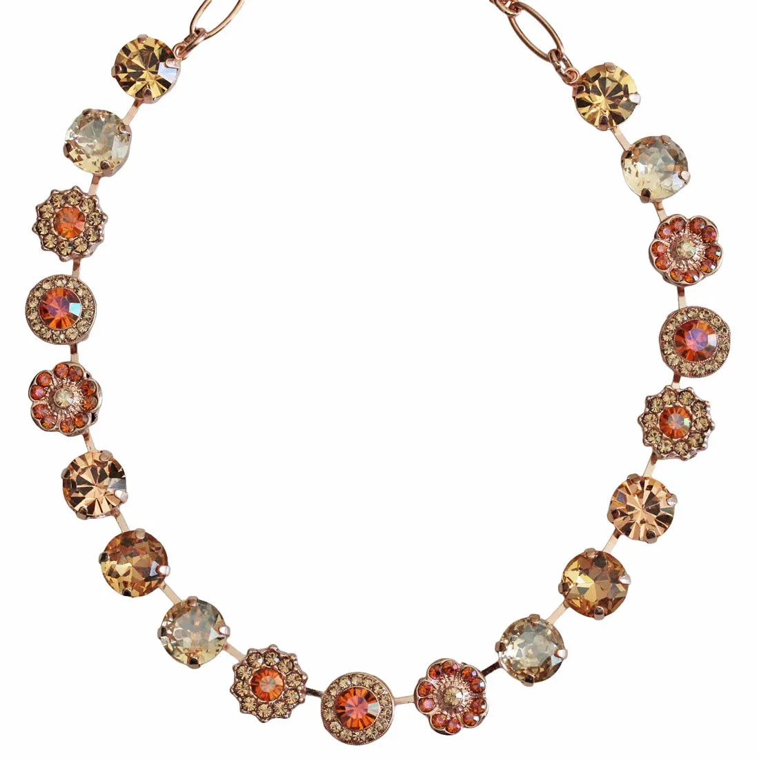 Mariana "Caramel" Rose Gold Plated Lovable Rosette Crystal Necklace, 3084 137rg