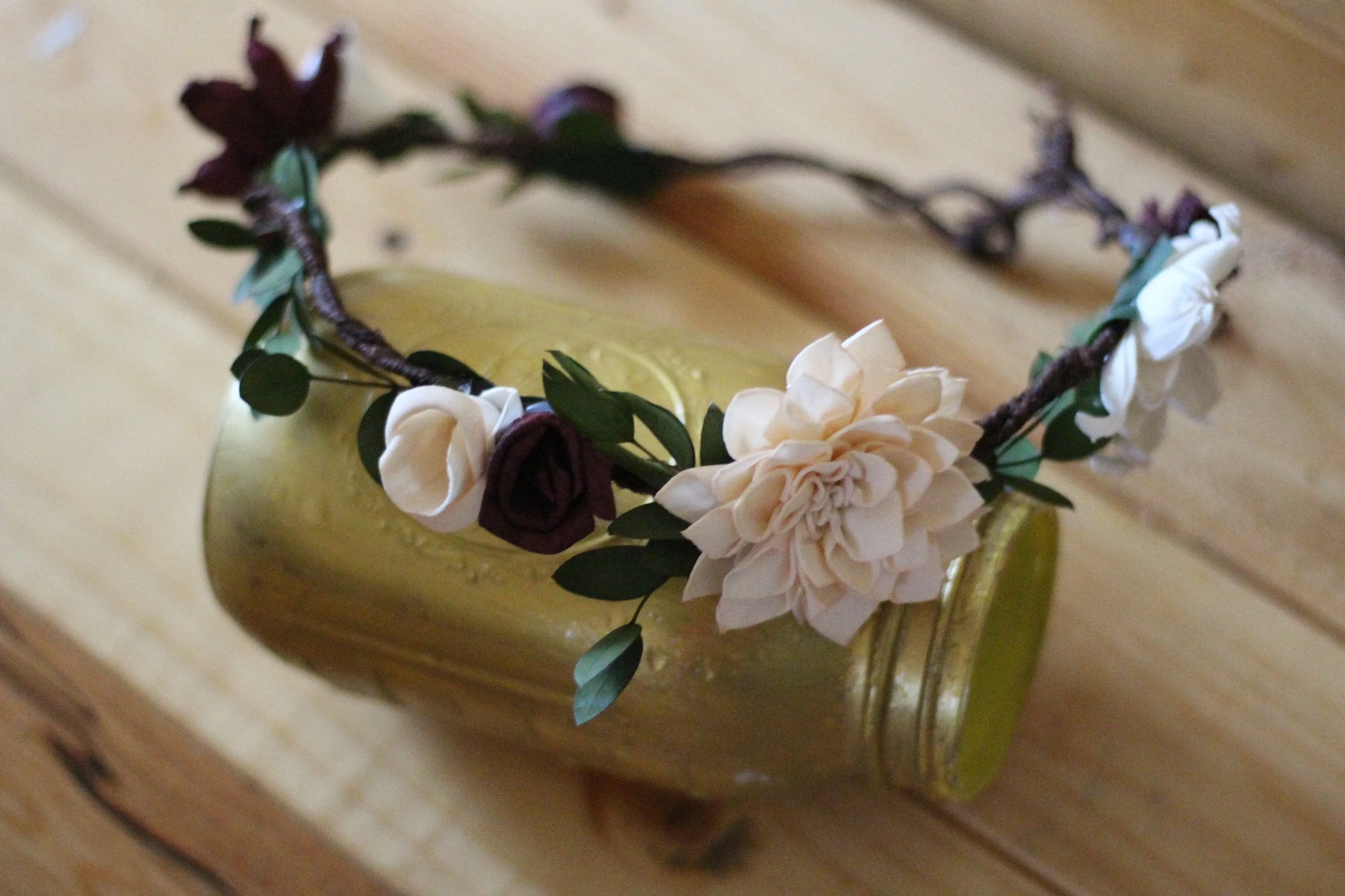 Marsala burgundy flower crown, Rustic Wedding, Country Wedding, Wedding Flowers, Bridal crown, sola flowers, wedding crown, hair flowers